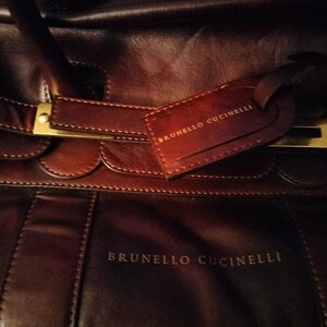 Brunello Cucinelli Brown Leather Men's Bag
